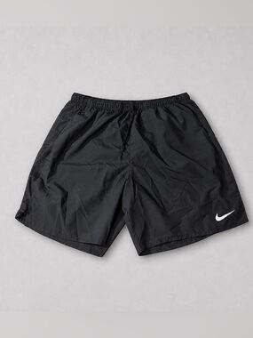 Nike Men's Black Athletic Shorts with White Swoosh